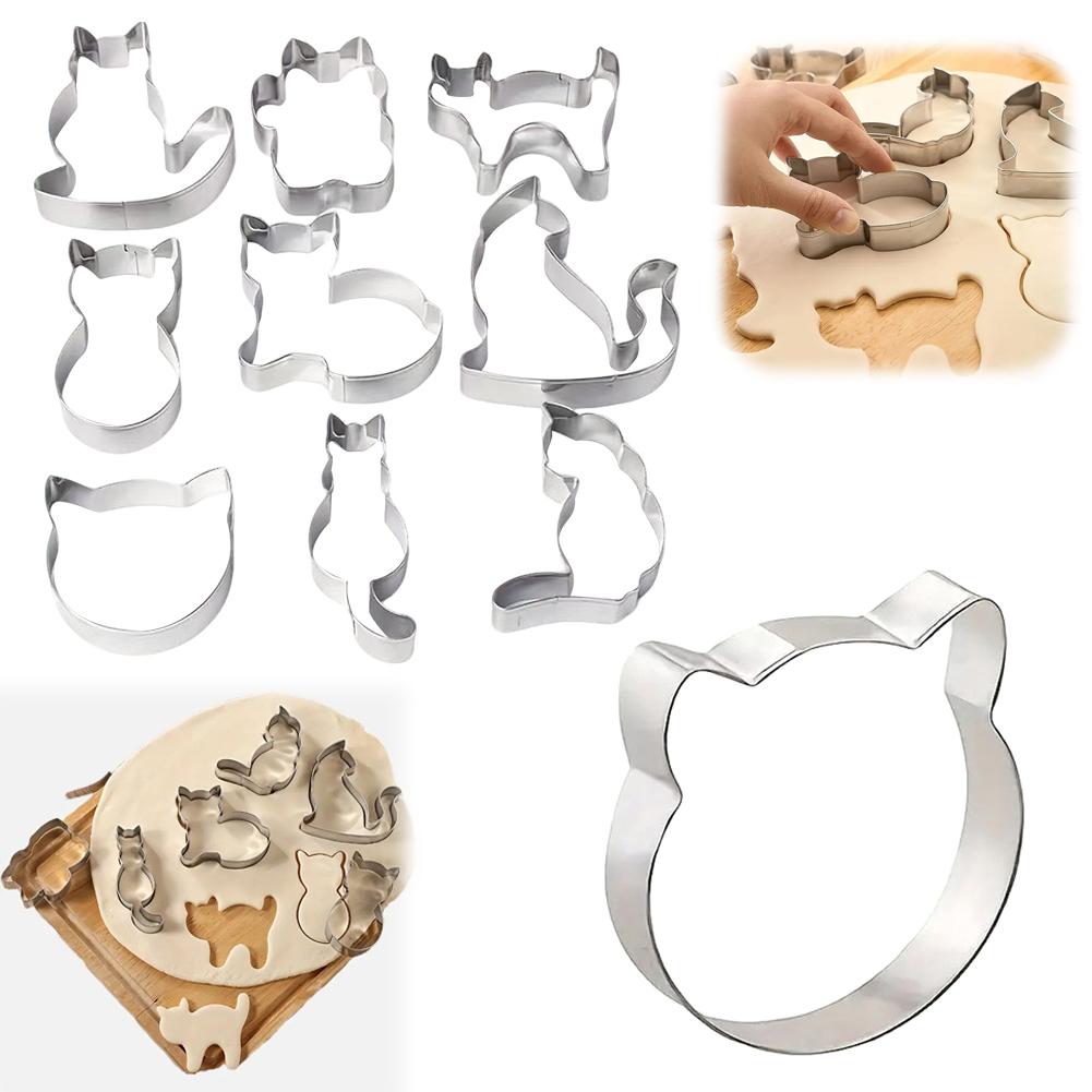 Cookies Pack - 9 Stuks Kat Cookie Cutters Set